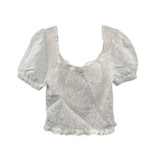 ASTR The Label Womens Eyelet Lace Crop Top Off Shoulder Ivory Size Medium